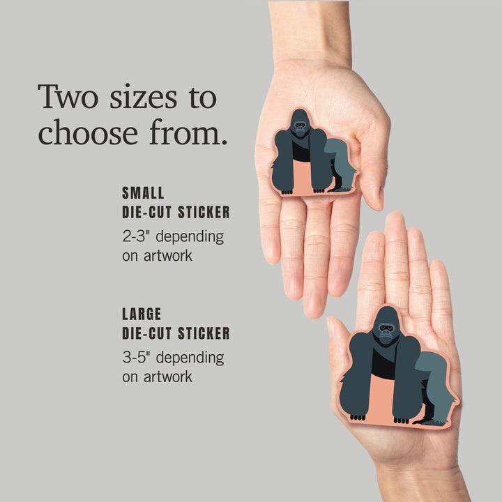 Gorilla, Geometric, Contour, Vinyl Sticker Sticker Lantern Press 