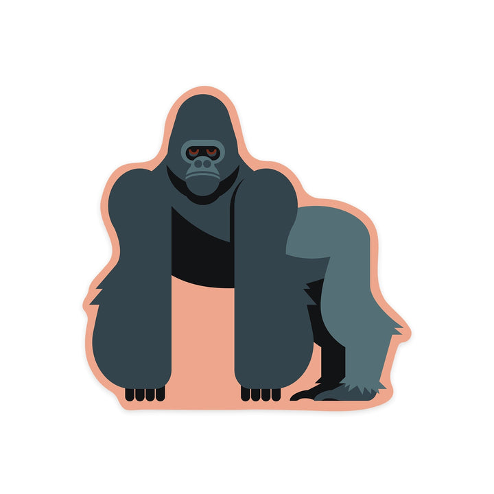 Gorilla, Geometric, Contour, Vinyl Sticker Sticker Lantern Press 