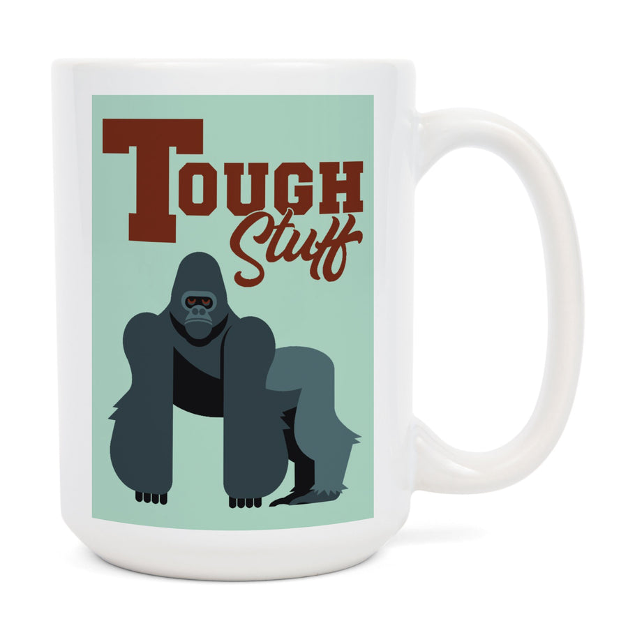 Gorilla, Geometric, Tough Stuff, Lantern Press Artwork, Ceramic Mug Mugs Lantern Press 