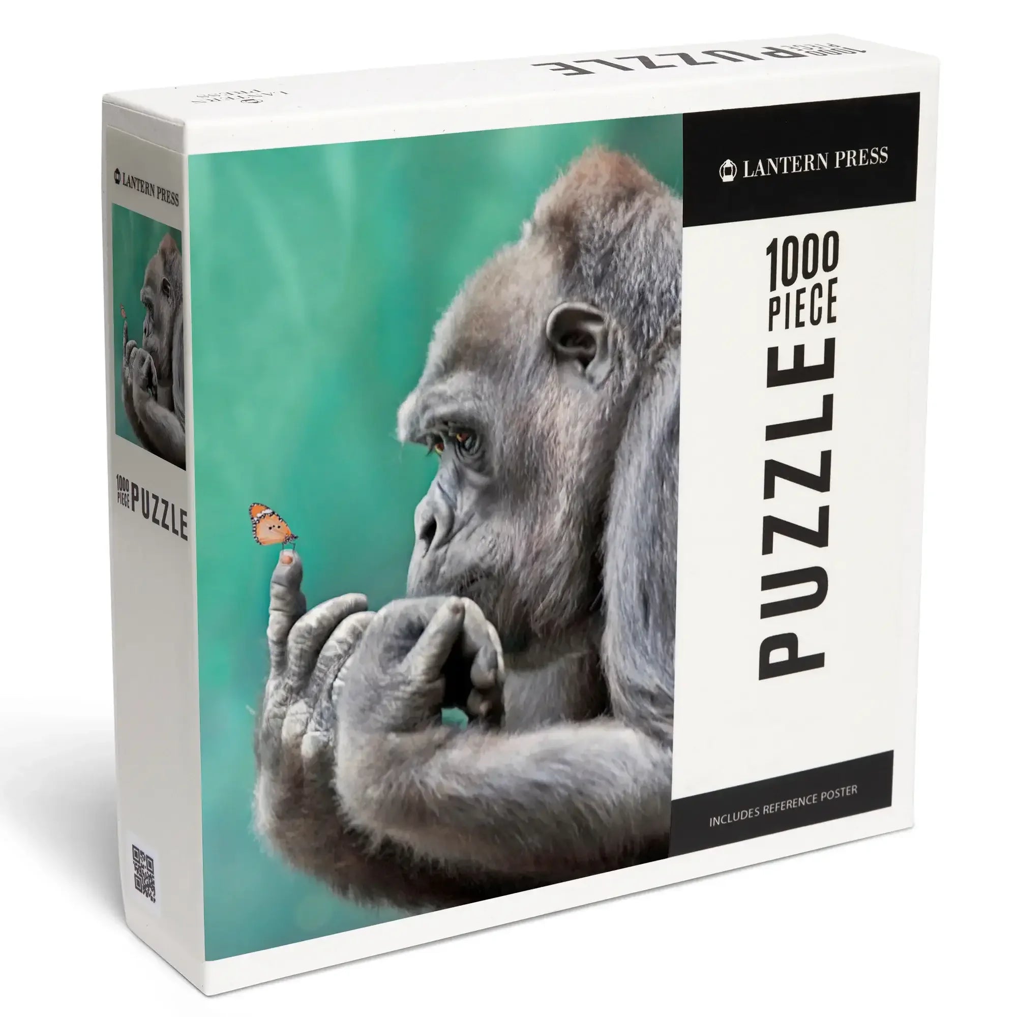 Gorilla Inspecting Butterfly on Finger, 1000 piece jigsaw puzzle