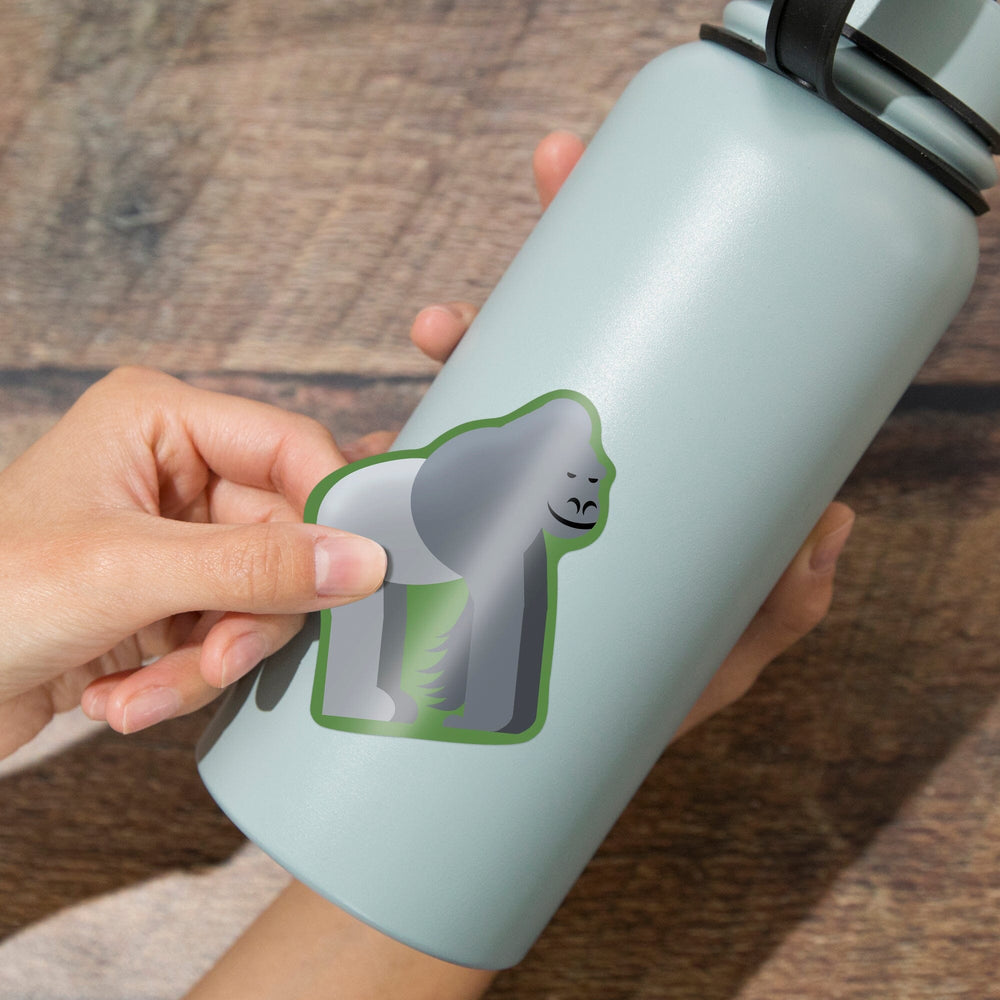 Gorilla, Retro Style, Contour, Vinyl Sticker Sticker Lantern Press 