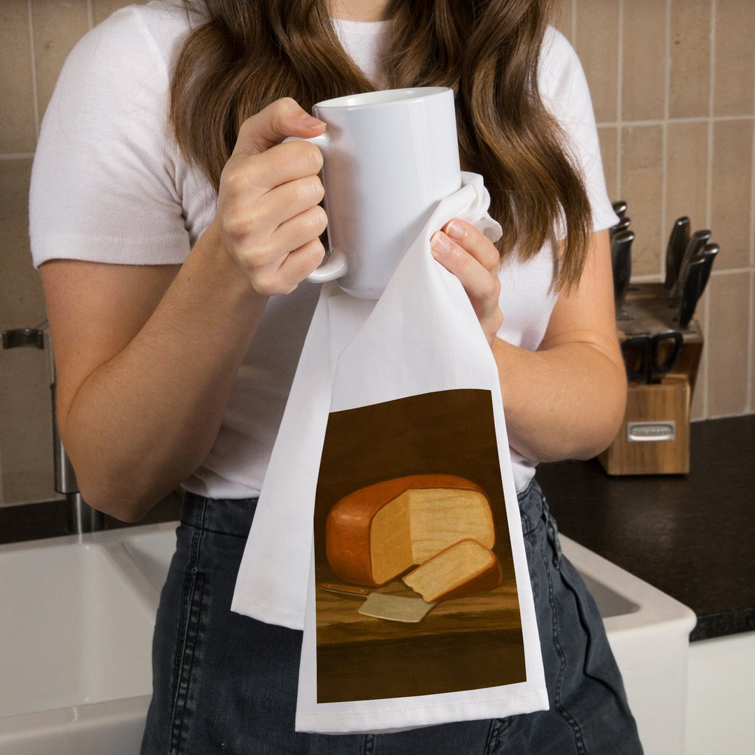 Gouda Cheese, Oil Painting, Organic Cotton Kitchen Tea Towels Kitchen Lantern Press 