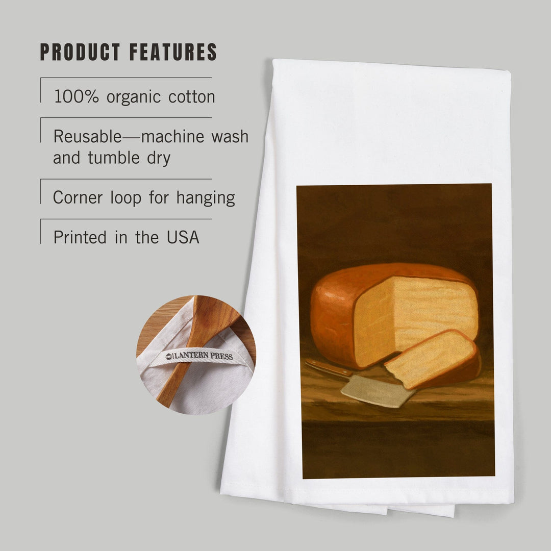 Gouda Cheese, Oil Painting, Organic Cotton Kitchen Tea Towels Kitchen Lantern Press 