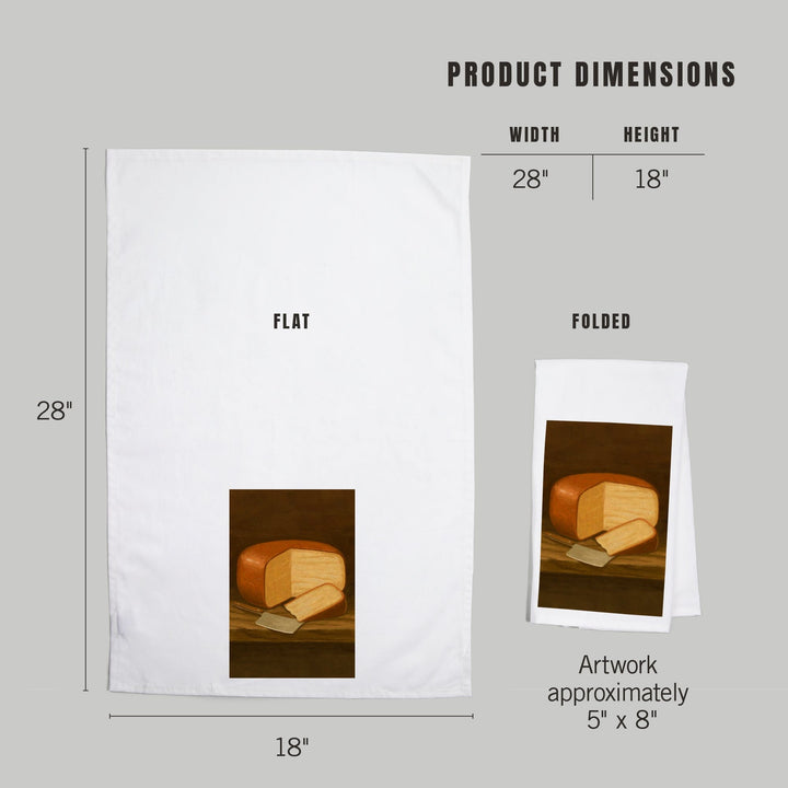 Gouda Cheese, Oil Painting, Organic Cotton Kitchen Tea Towels Kitchen Lantern Press 