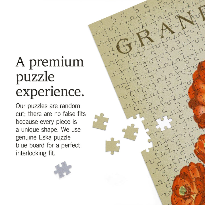 Grand Canyon, Claretcup Cactus, Vintage Flora, Jigsaw Puzzle Puzzle Lantern Press 