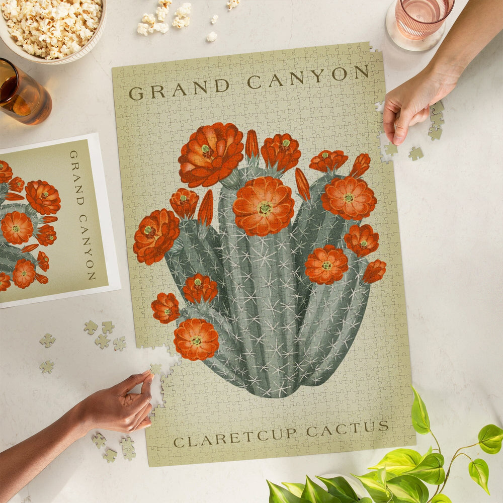 Grand Canyon, Claretcup Cactus, Vintage Flora, Jigsaw Puzzle Puzzle Lantern Press 
