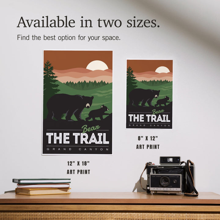 Grand Canyon National Park, Arizona, Bear the Trail, Vector Style, Art & Giclee Prints Art Lantern Press 