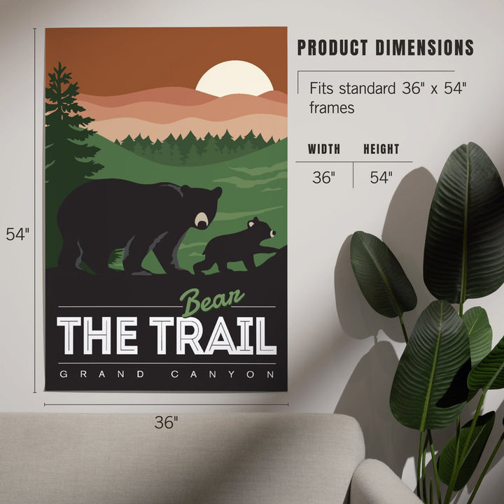 Grand Canyon National Park, Arizona, Bear the Trail, Vector Style, Art & Giclee Prints Art Lantern Press 