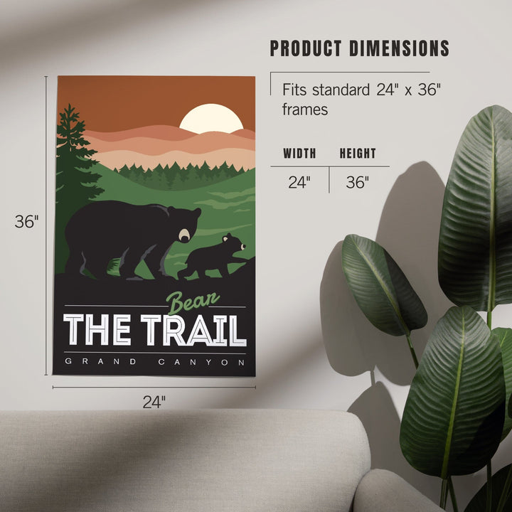 Grand Canyon National Park, Arizona, Bear the Trail, Vector Style, Art & Giclee Prints Art Lantern Press 