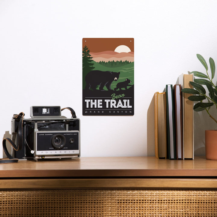 Grand Canyon National Park, Arizona, Bear the Trail, Vector Style, Metal Signs Metal Lantern Press 