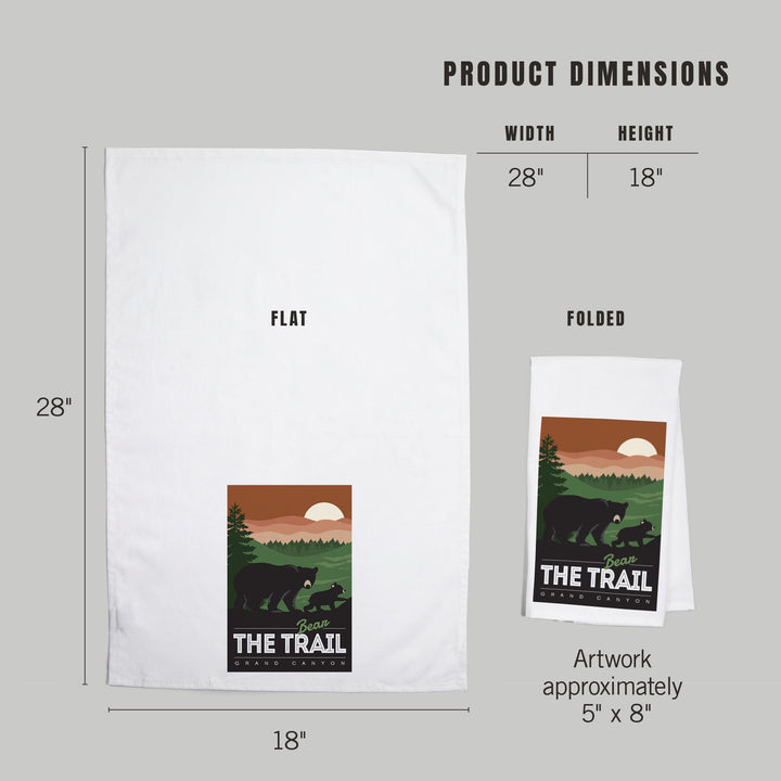 Grand Canyon National Park, Arizona, Bear the Trail, Vector Style, Organic Cotton Kitchen Tea Towels Kitchen Lantern Press 