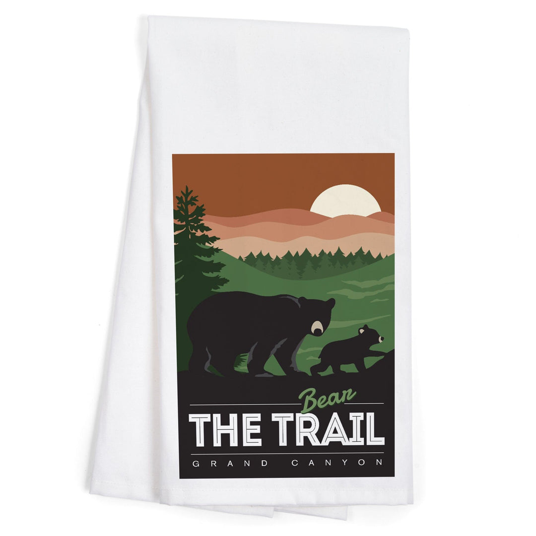 Grand Canyon National Park, Arizona, Bear the Trail, Vector Style, Organic Cotton Kitchen Tea Towels Kitchen Lantern Press 