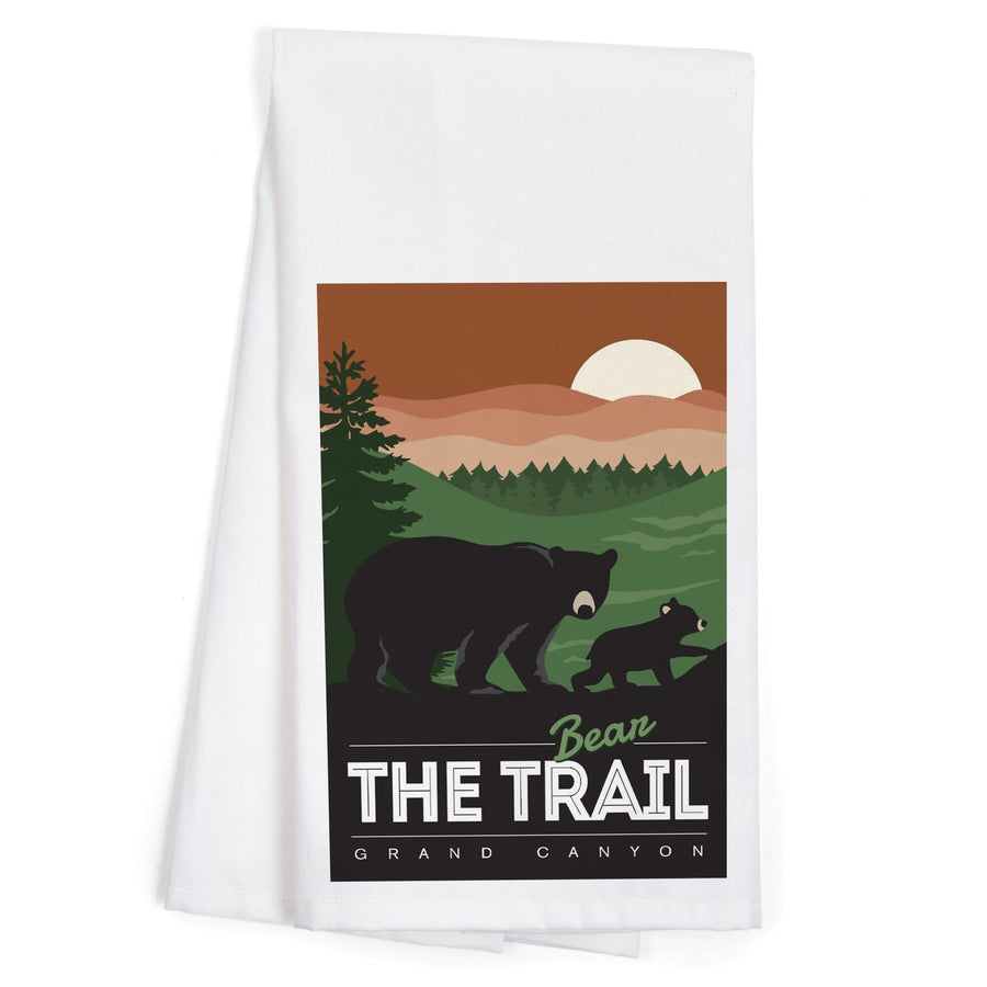Grand Canyon National Park, Arizona, Bear the Trail, Vector Style, Organic Cotton Kitchen Tea Towels Kitchen Lantern Press 