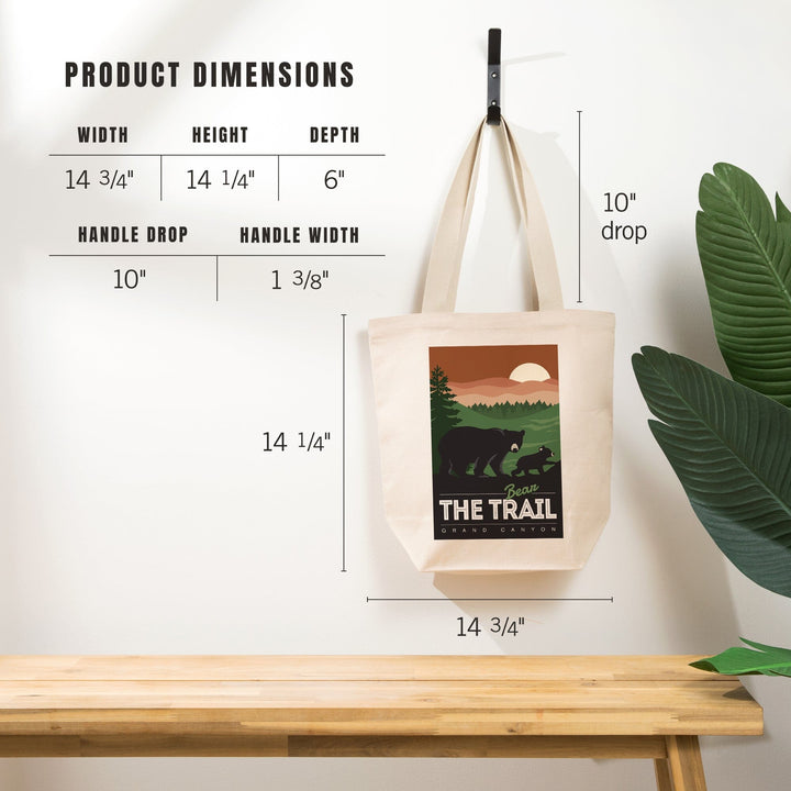 Grand Canyon National Park, Arizona, Bear the Trail, Vector Style, Tote Bag Totes Lantern Press 