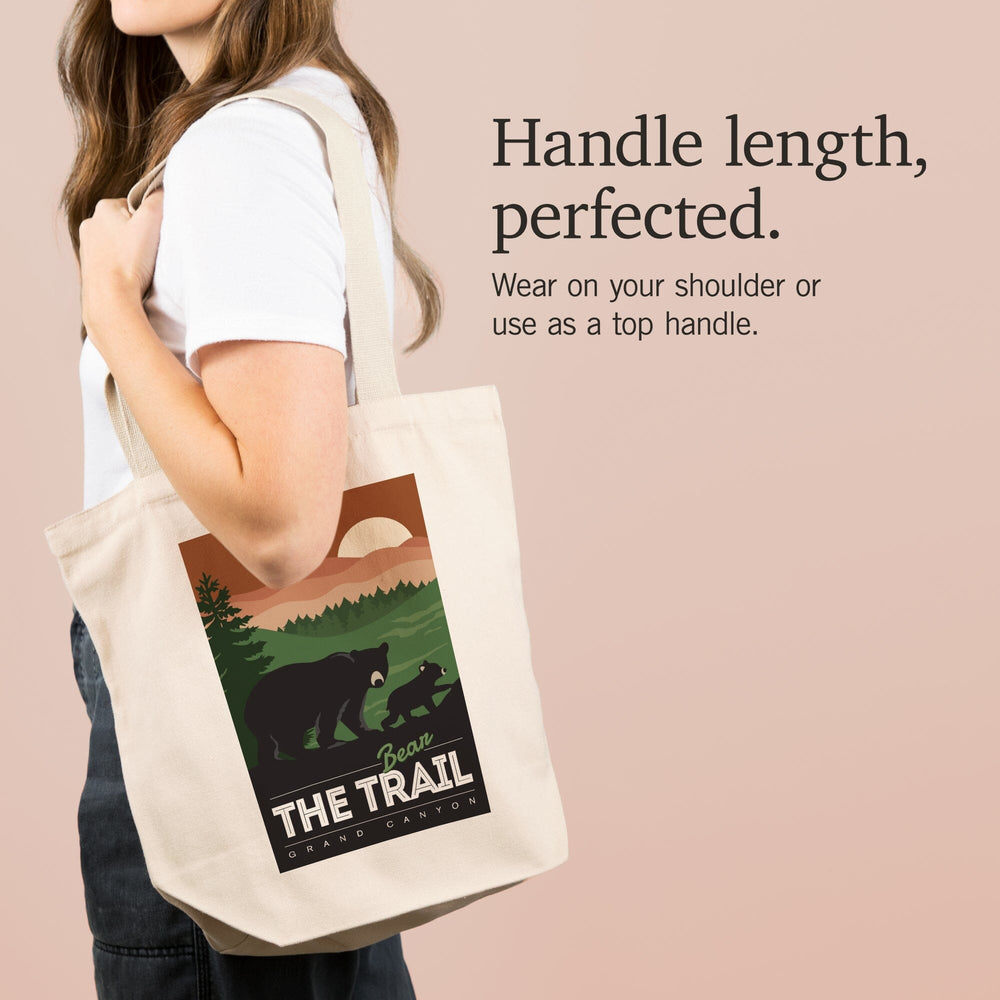 Grand Canyon National Park, Arizona, Bear the Trail, Vector Style, Tote Bag Totes Lantern Press 