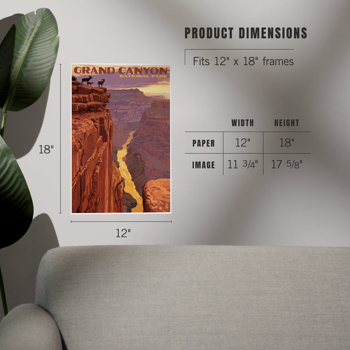 Grand Canyon National Park, Arizona, Bighorn Sheep on Point, Art & Giclee Prints Art Lantern Press 
