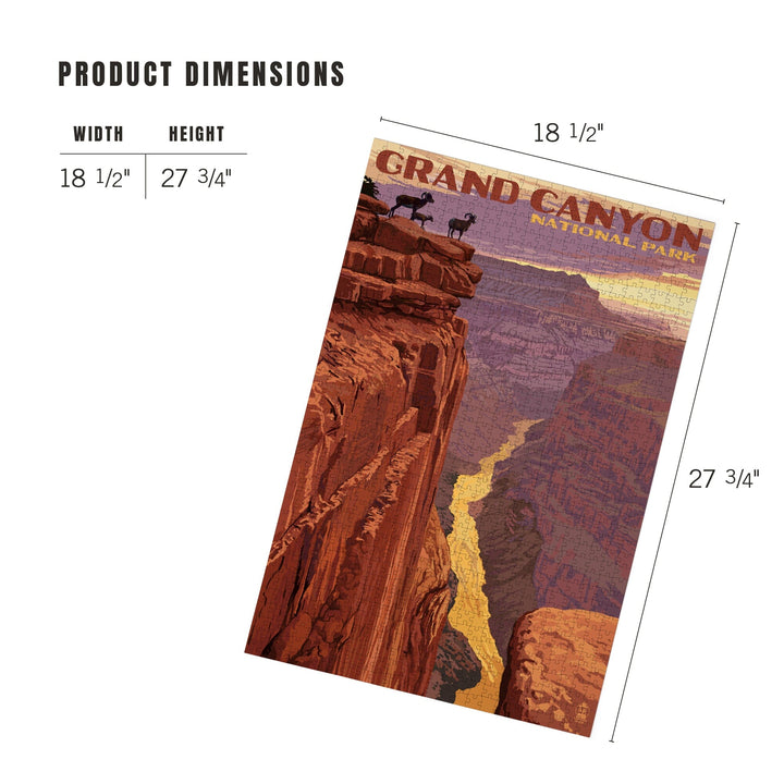 Grand Canyon National Park, Arizona, Bighorn Sheep on Point, Jigsaw Puzzle Puzzle Lantern Press 