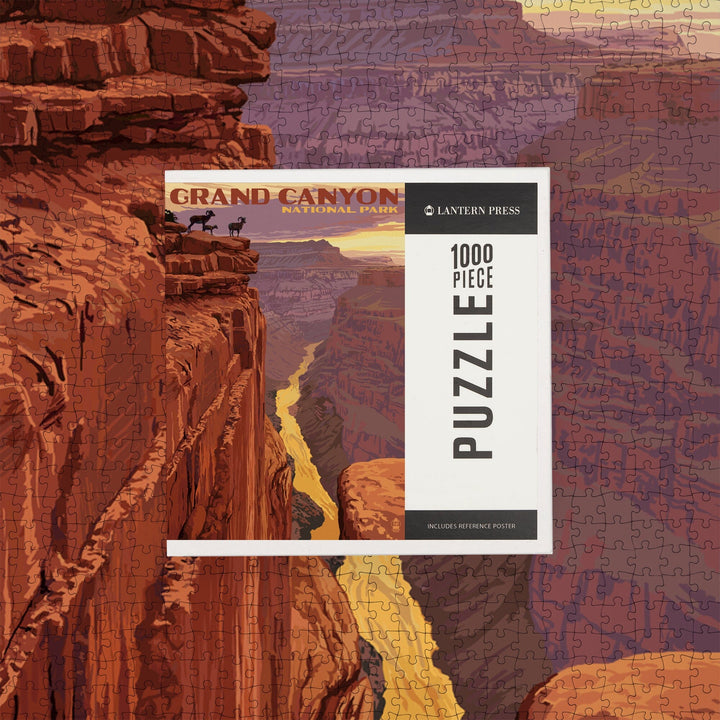 Grand Canyon National Park, Arizona, Bighorn Sheep on Point, Jigsaw Puzzle Puzzle Lantern Press 