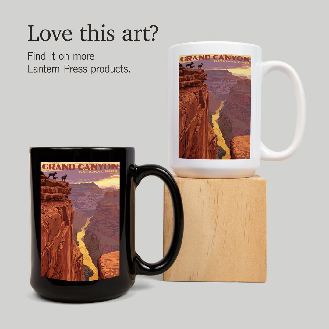 Grand Canyon National Park, Arizona, Bighorn Sheep on Point, Lantern Press Artwork, Ceramic Mug Mugs Lantern Press 