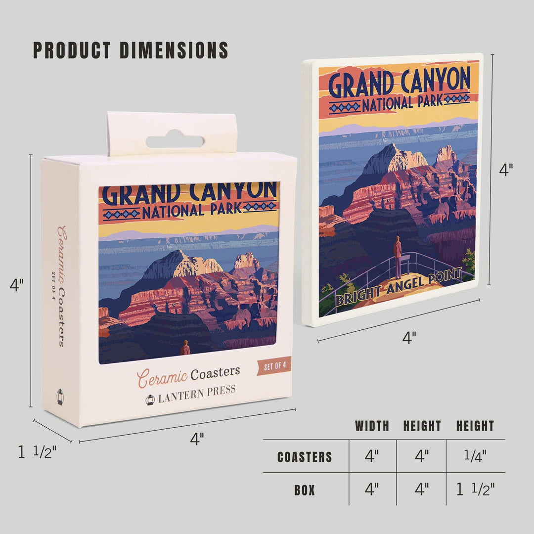 Grand Canyon National Park, Arizona, Bright Angel Point, Coasters Coasters Lantern Press 
