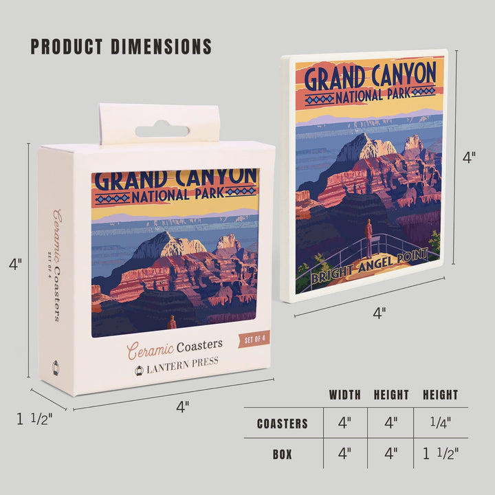 Grand Canyon National Park, Arizona, Bright Angel Point, Coasters Coasters Lantern Press 