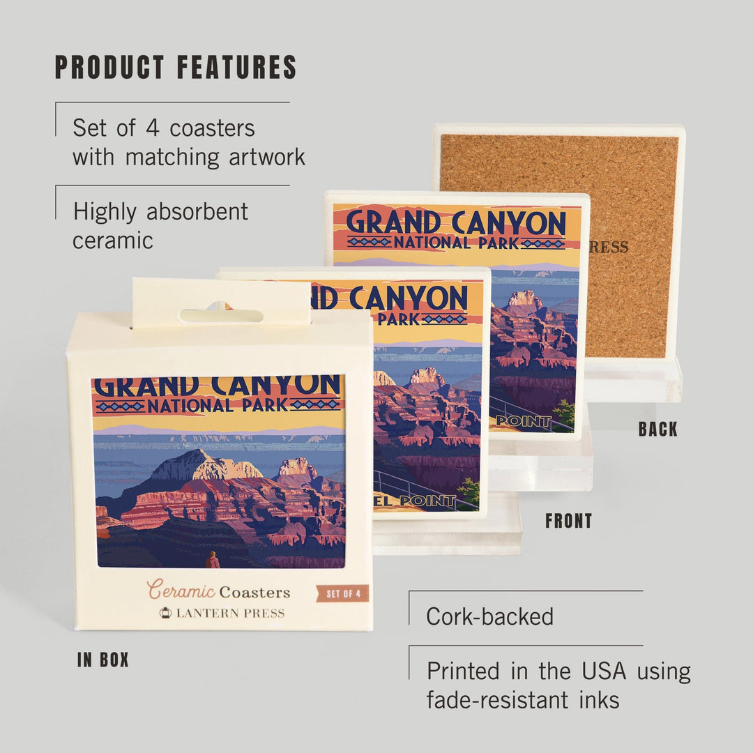 Grand Canyon National Park, Arizona, Bright Angel Point, Coasters Coasters Lantern Press 