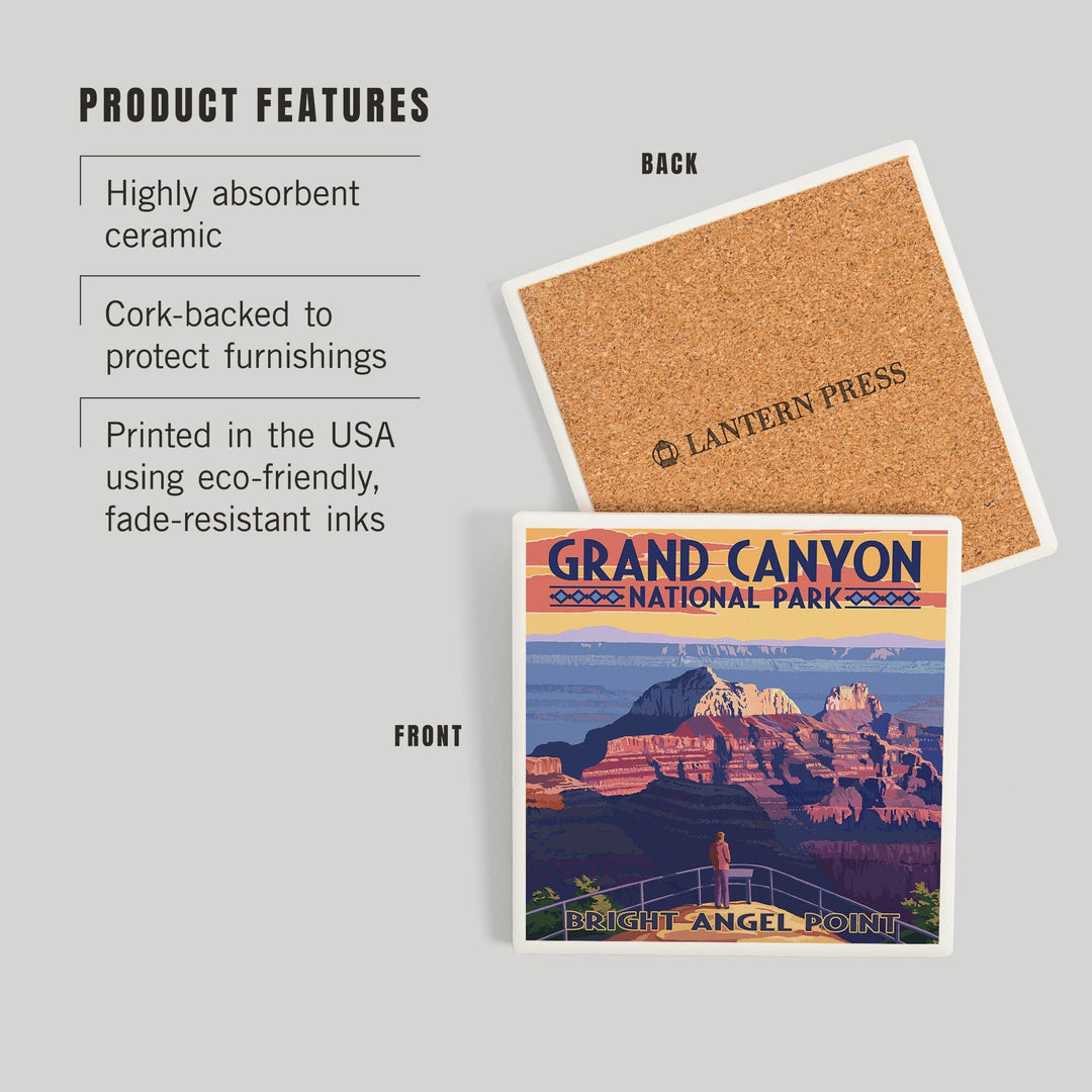 Grand Canyon National Park, Arizona, Bright Angel Point, Coasters Coasters Lantern Press 