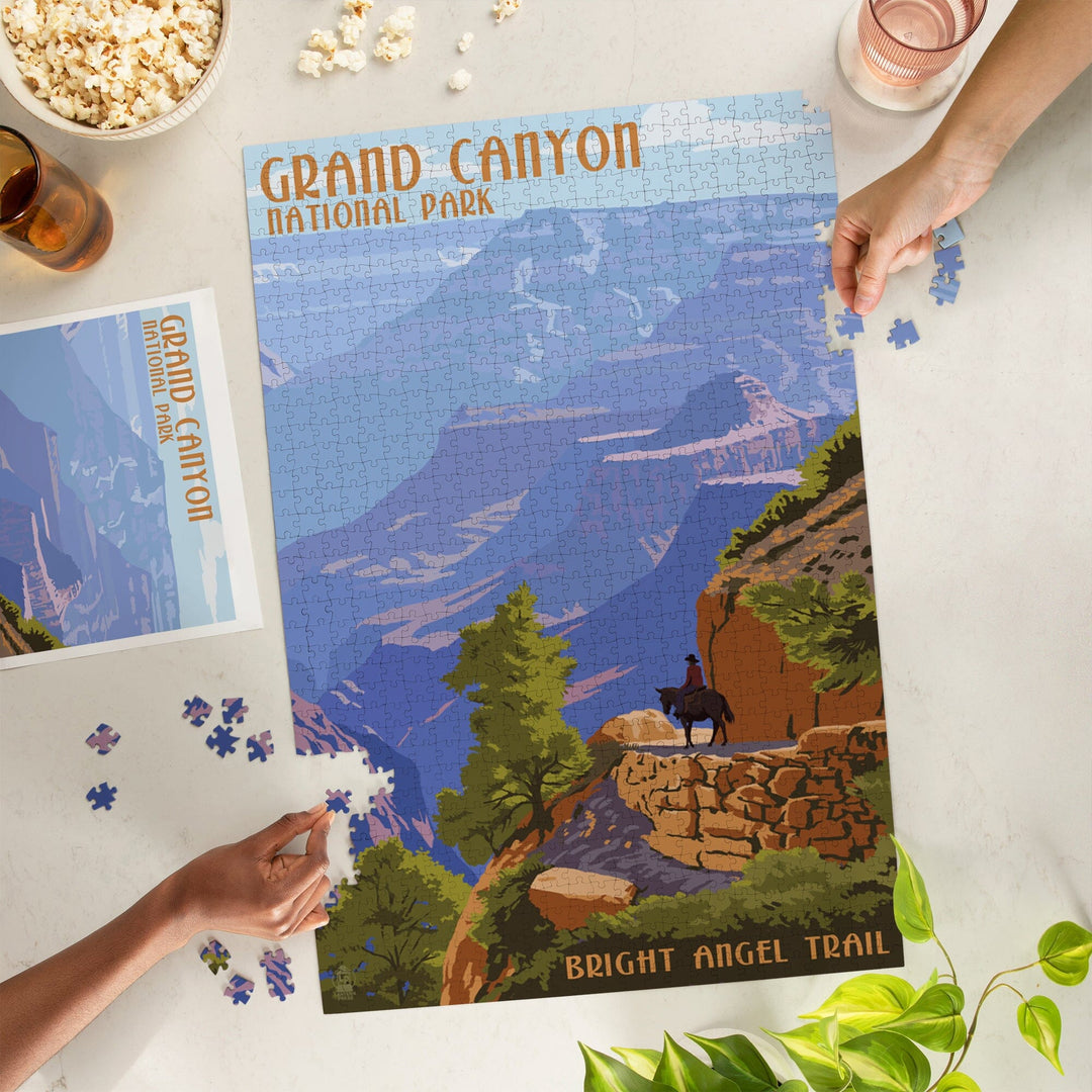 Grand Canyon National Park, Arizona, Bright Angel Trail, Jigsaw Puzzle Puzzle Lantern Press 
