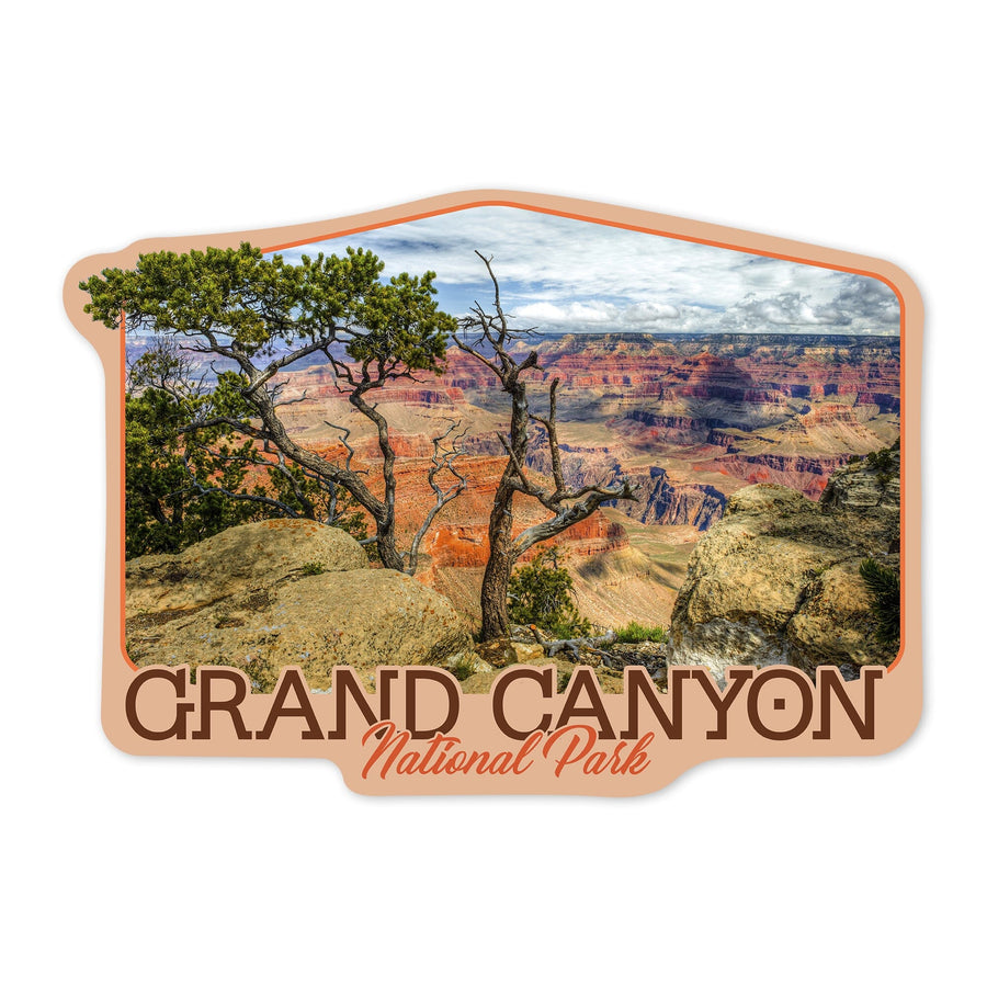 Grand Canyon National Park, Arizona, Canyon View, Contour, Lantern Press Photography, Vinyl Sticker Sticker Lantern Press 
