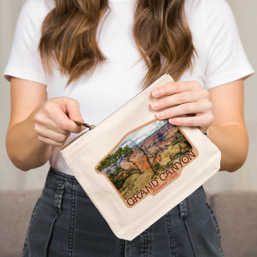 Grand Canyon National Park, Arizona, Canyon View,, Organic Cotton Zipper Pouch, Go Bag Go Bag Lantern Press 