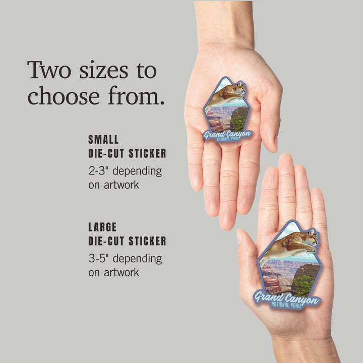 Grand Canyon National Park, Arizona, Cougar Jumping, Contour, Vinyl Sticker Sticker Lantern Press 
