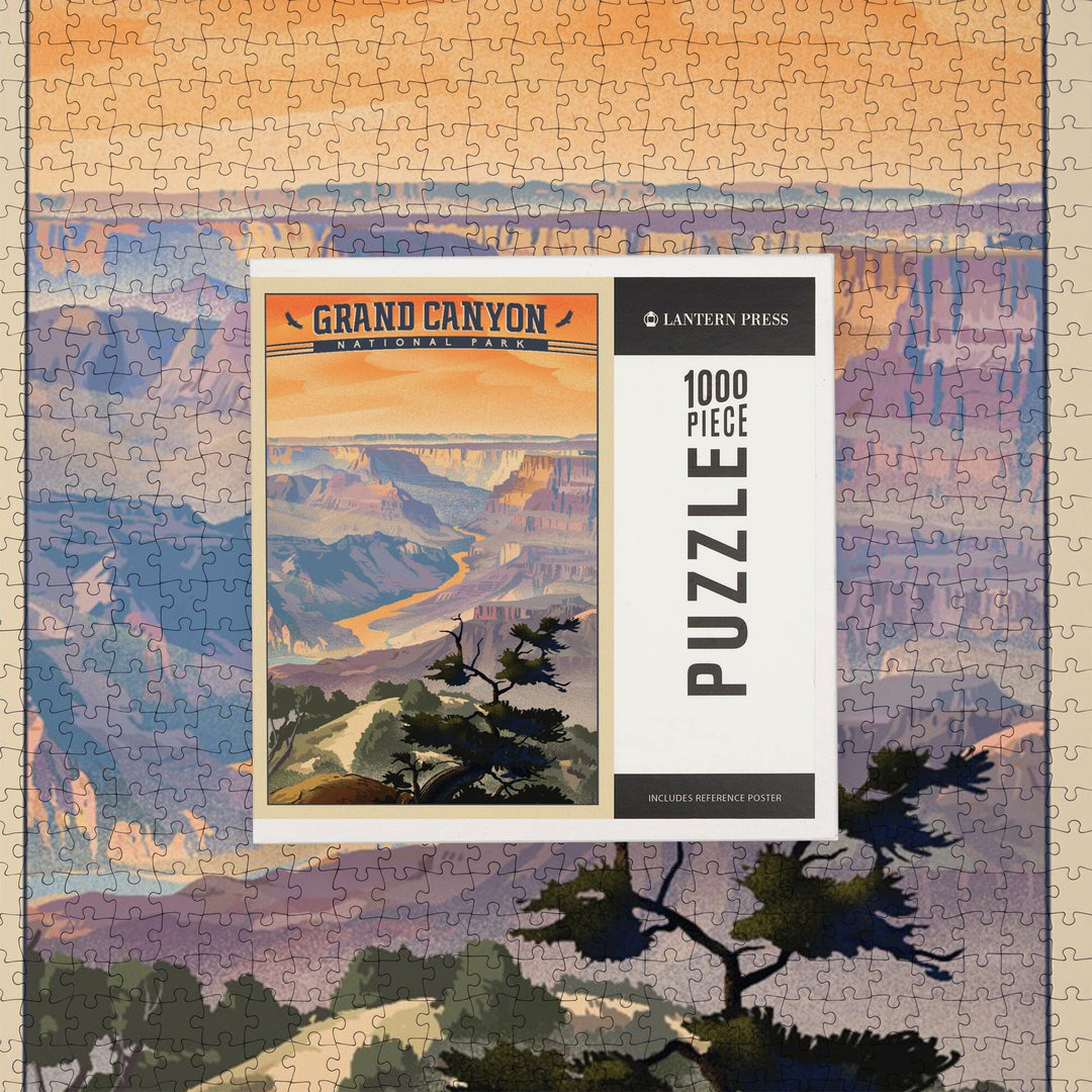 Grand Canyon National Park, Arizona, Desert View, Lithograph National Park Series, Jigsaw Puzzle Puzzle Lantern Press 