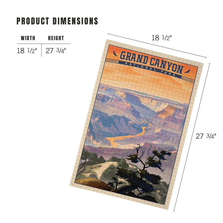 Grand Canyon National Park, Arizona, Desert View, Lithograph National Park Series, Jigsaw Puzzle Puzzle Lantern Press 