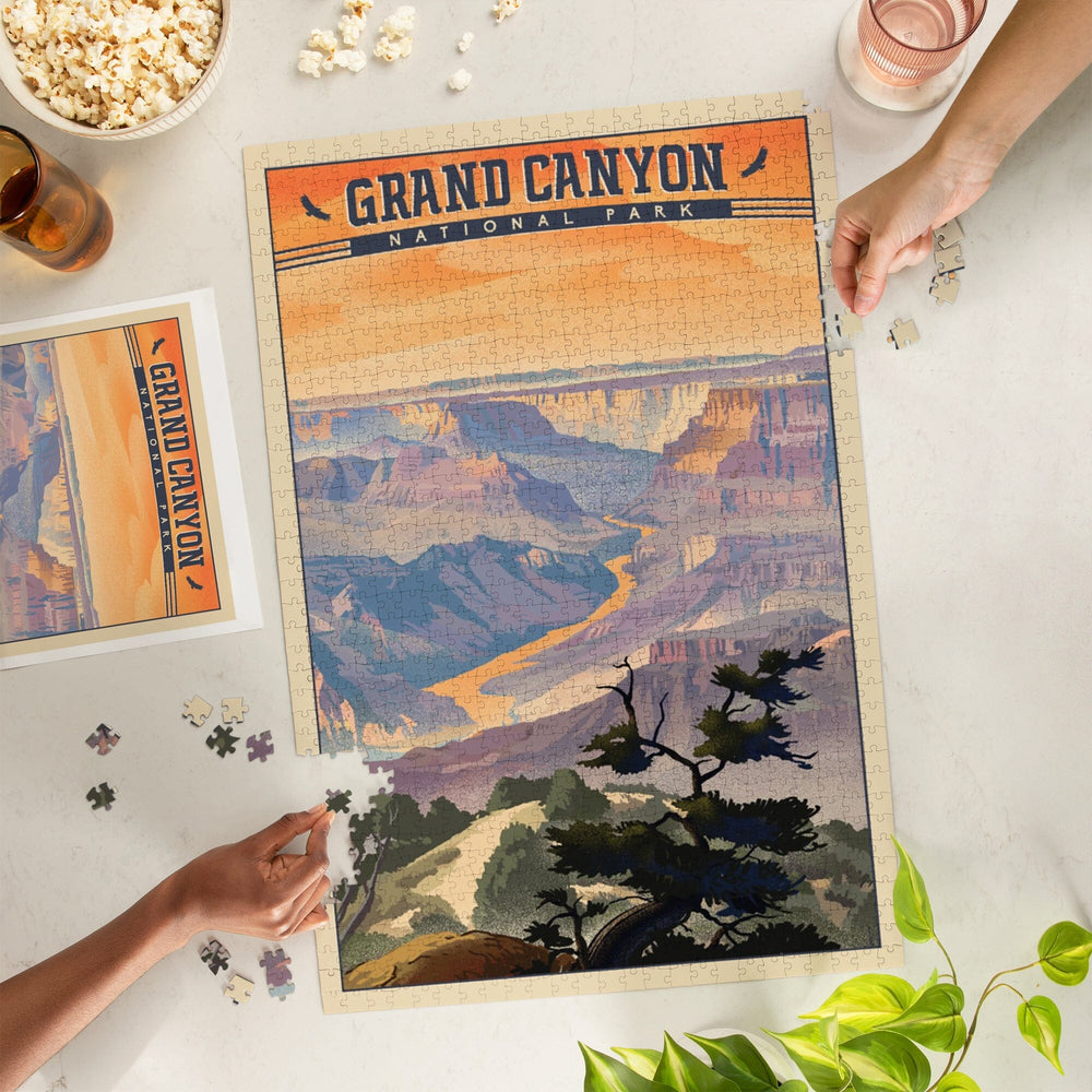 Grand Canyon National Park, Arizona, Desert View, Lithograph National Park Series, Jigsaw Puzzle Puzzle Lantern Press 