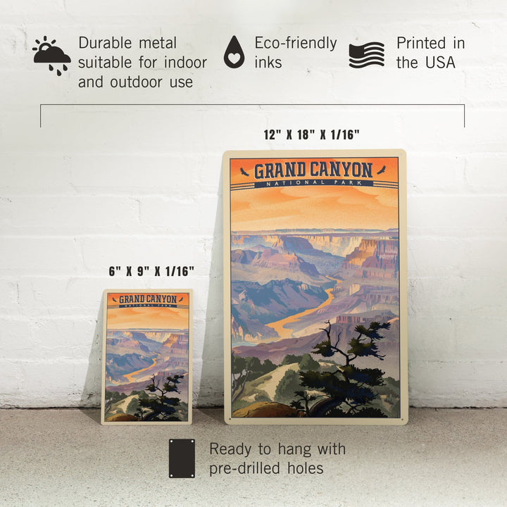 Grand Canyon National Park, Arizona, Desert View, Lithograph National Park Series, Metal Signs Metal Lantern Press 