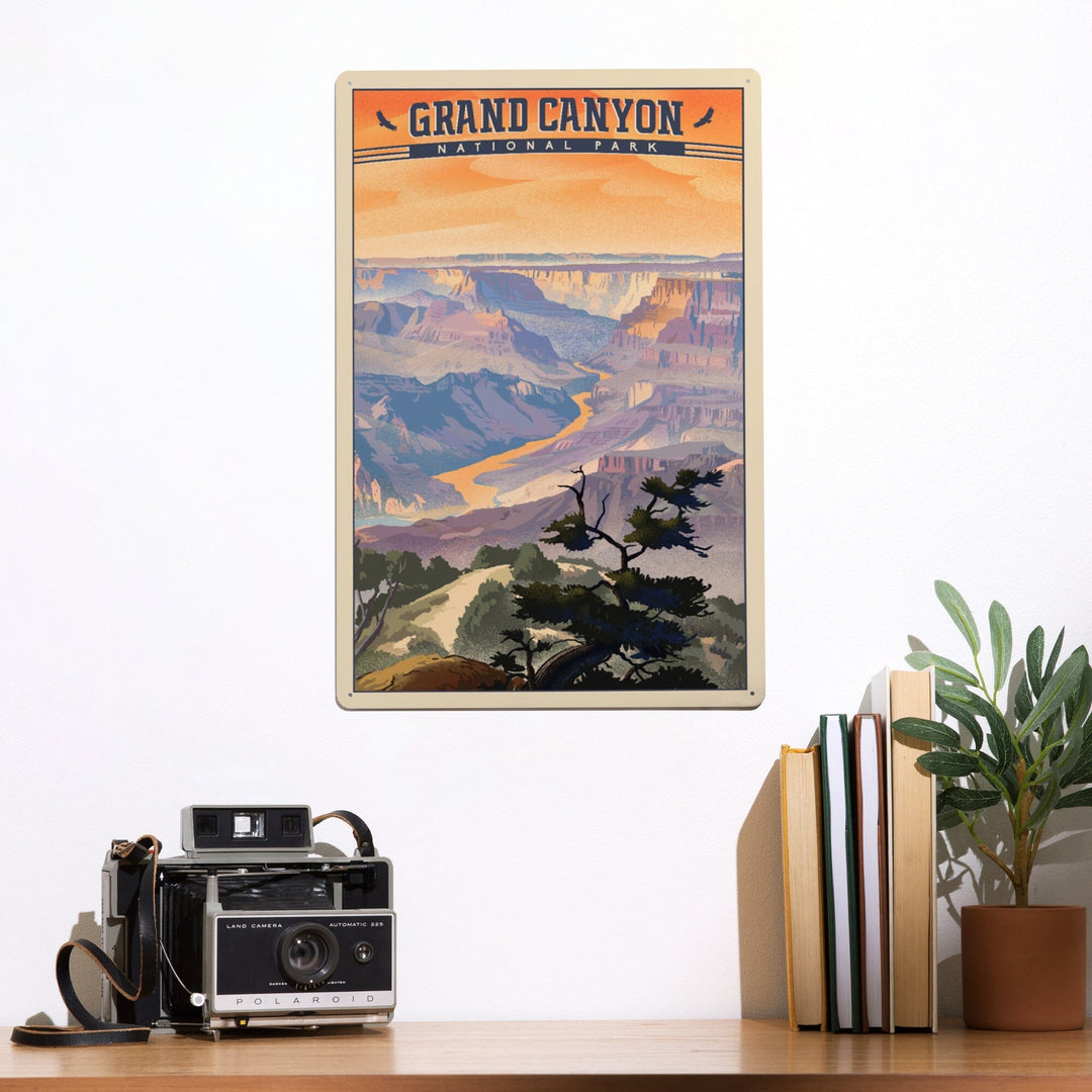 Grand Canyon National Park, Arizona, Desert View, Lithograph National Park Series, Metal Signs Metal Lantern Press 