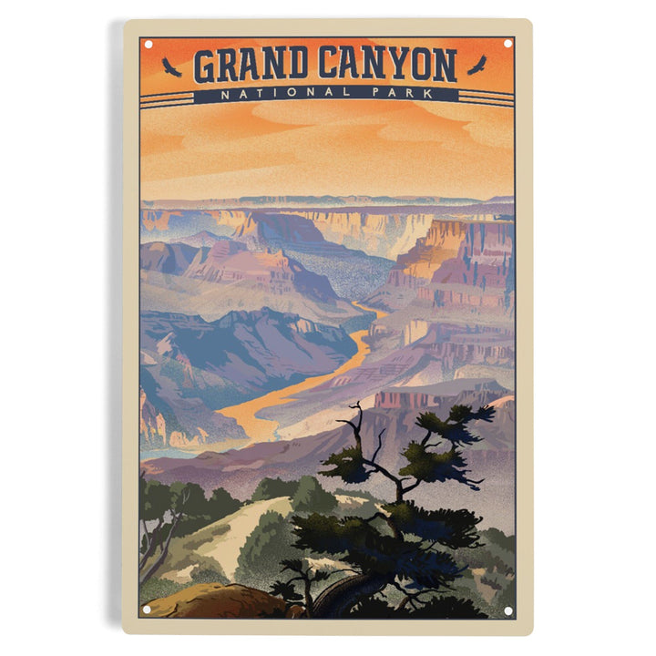 Grand Canyon National Park, Arizona, Desert View, Lithograph National Park Series, Metal Signs Metal Lantern Press 