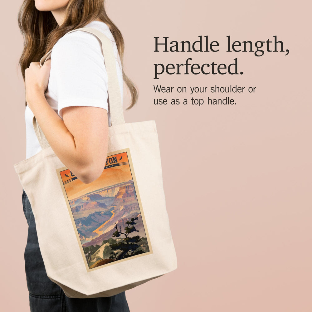 Grand Canyon National Park, Arizona, Desert View, Lithograph National Park Series, Tote Bag Totes Lantern Press 