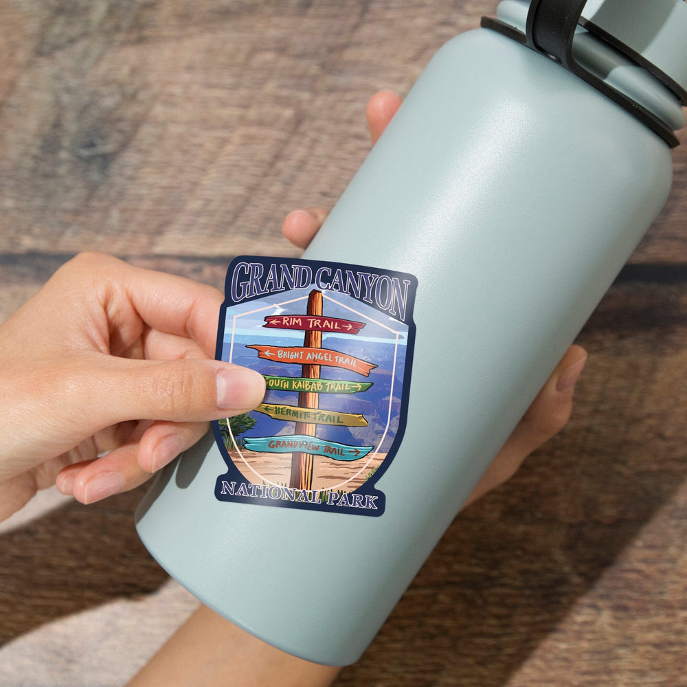 Grand Canyon National Park, Arizona, Destination Signpost, Contour, Vinyl Sticker - Lantern Press