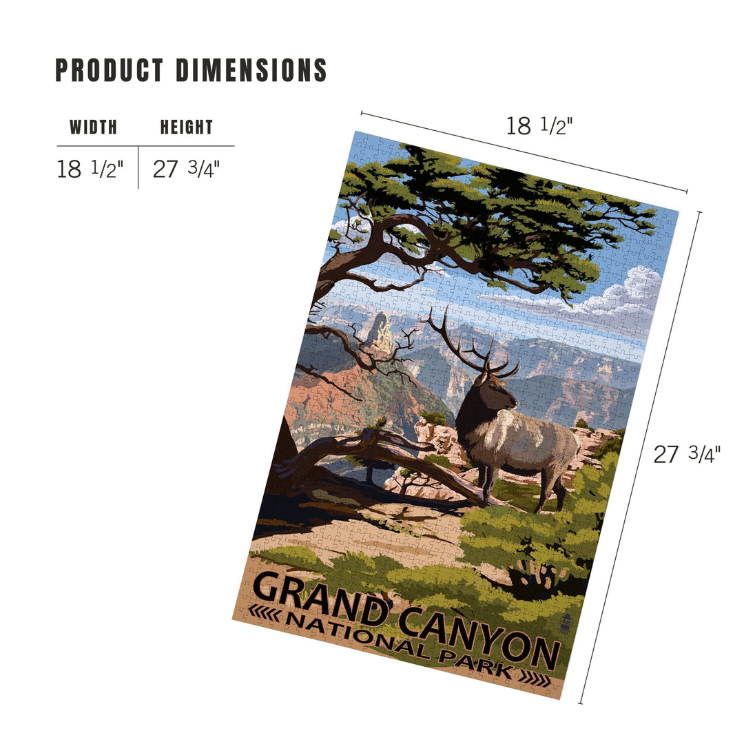 Grand Canyon National Park, Arizona, Elk and Point Imperial, Jigsaw Puzzle Puzzle Lantern Press 