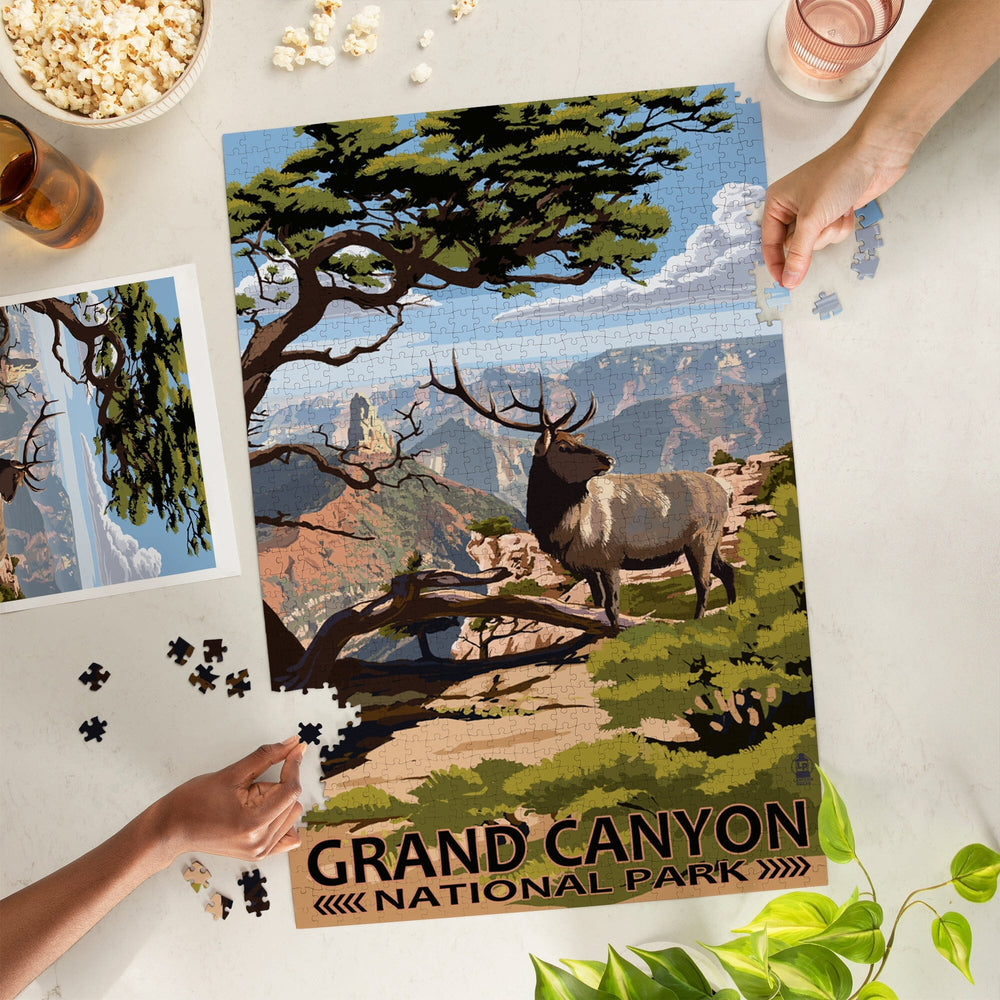 Grand Canyon National Park, Arizona, Elk and Point Imperial, Jigsaw Puzzle Puzzle Lantern Press 