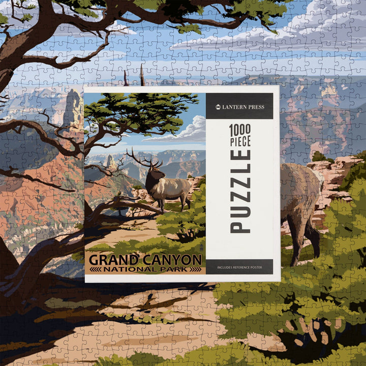 Grand Canyon National Park, Arizona, Elk and Point Imperial, Jigsaw Puzzle Puzzle Lantern Press 