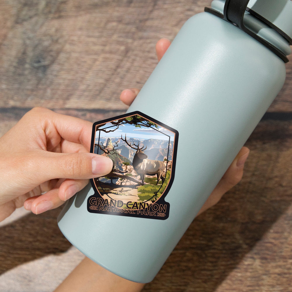 Grand Canyon National Park, Arizona, Elk, Contour, Vinyl Sticker - Lantern Press