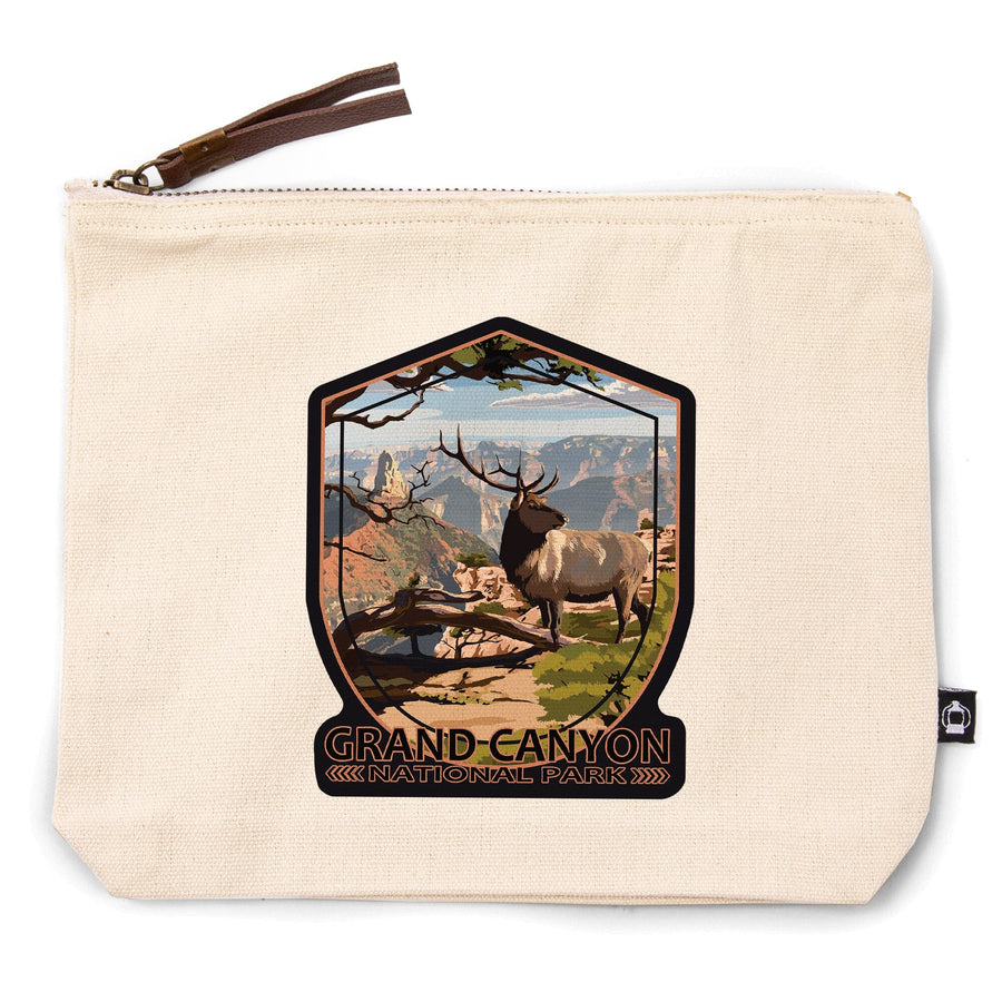 Grand Canyon National Park, Arizona, Elk,, Organic Cotton Zipper Pouch, Go Bag Go Bag Lantern Press 