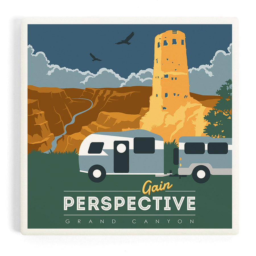 Grand Canyon National Park, Arizona, Gain Perspective, Vector Style, Coasters Coasters Lantern Press 
