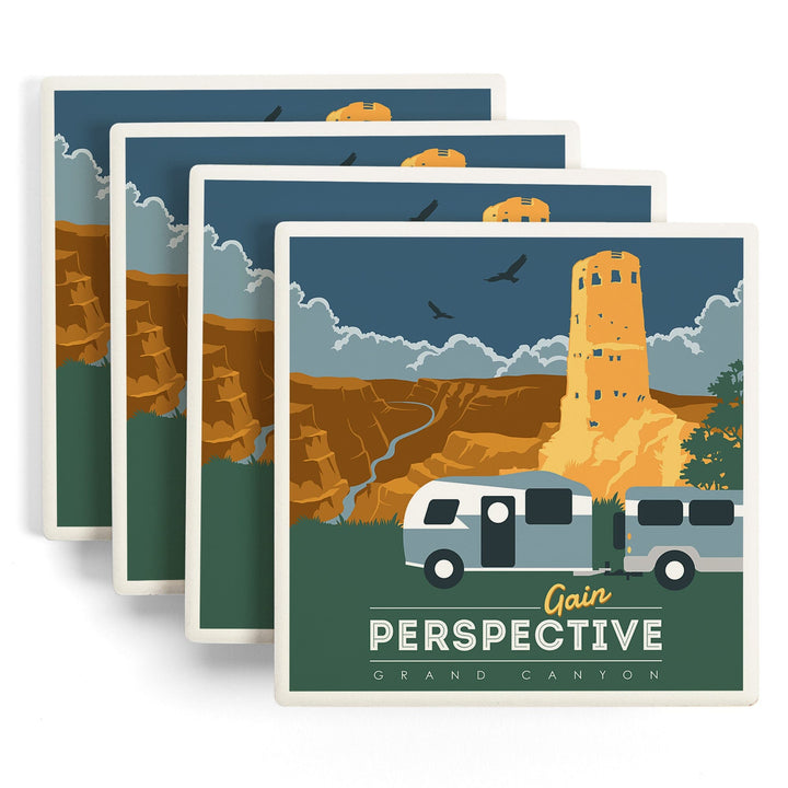 Grand Canyon National Park, Arizona, Gain Perspective, Vector Style, Coasters Coasters Lantern Press 