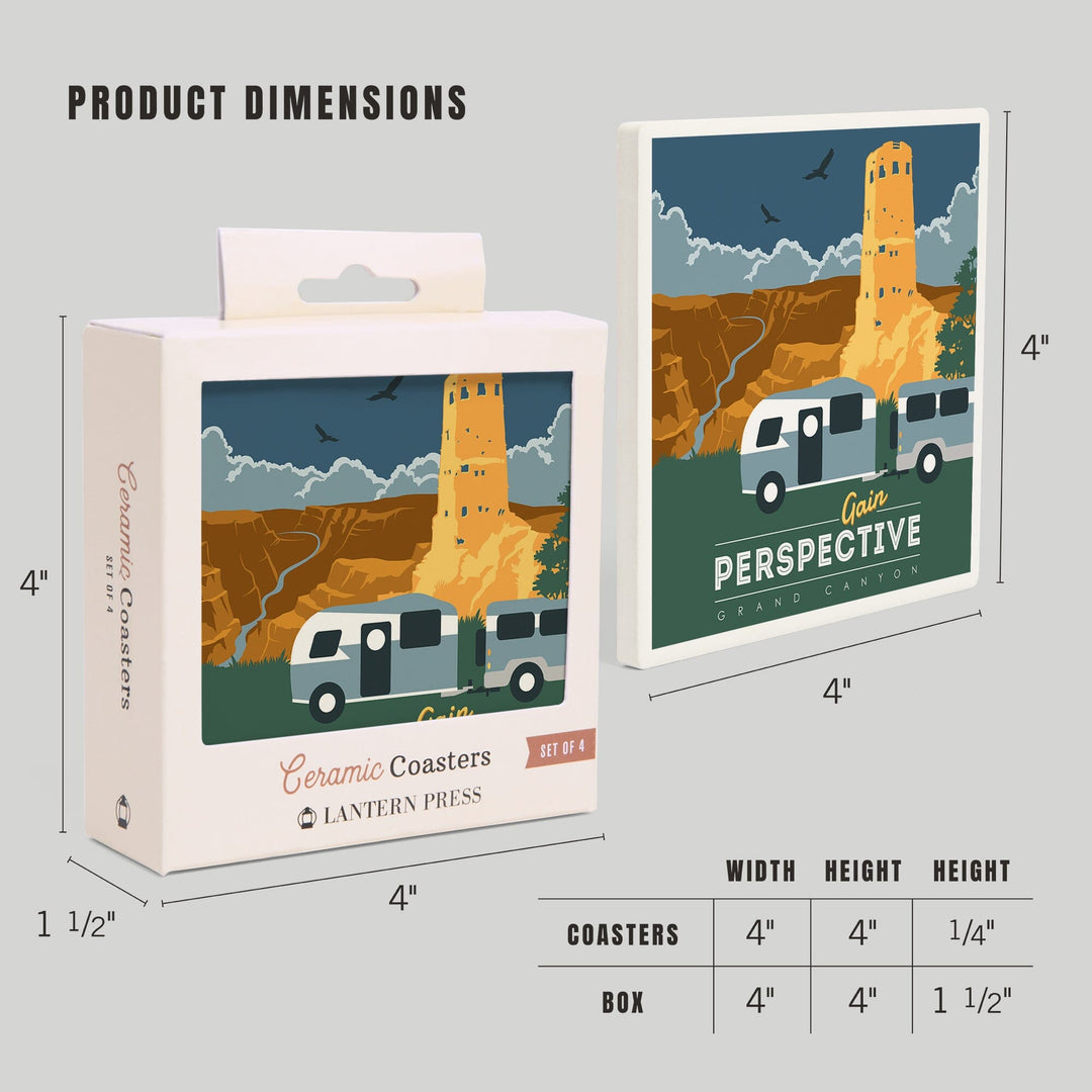 Grand Canyon National Park, Arizona, Gain Perspective, Vector Style, Coasters Coasters Lantern Press 