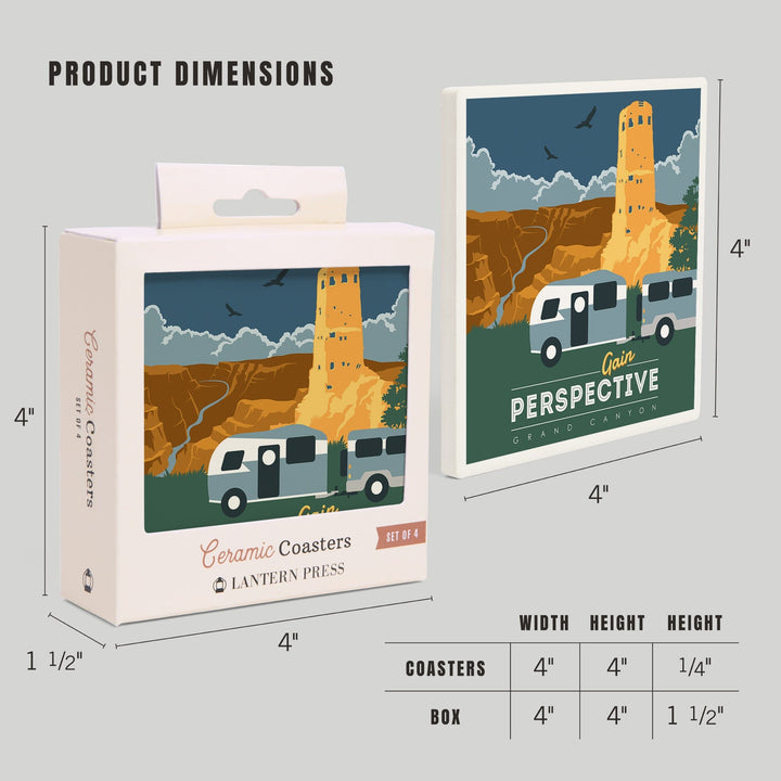 Grand Canyon National Park, Arizona, Gain Perspective, Vector Style, Coasters Coasters Lantern Press 