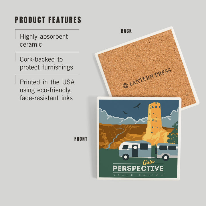 Grand Canyon National Park, Arizona, Gain Perspective, Vector Style, Coasters Coasters Lantern Press 