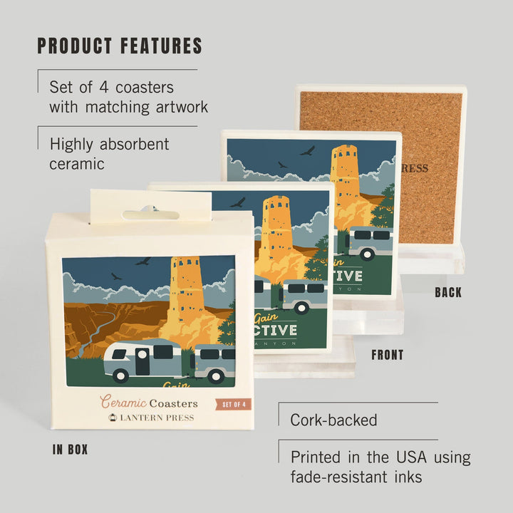 Grand Canyon National Park, Arizona, Gain Perspective, Vector Style, Coasters Coasters Lantern Press 